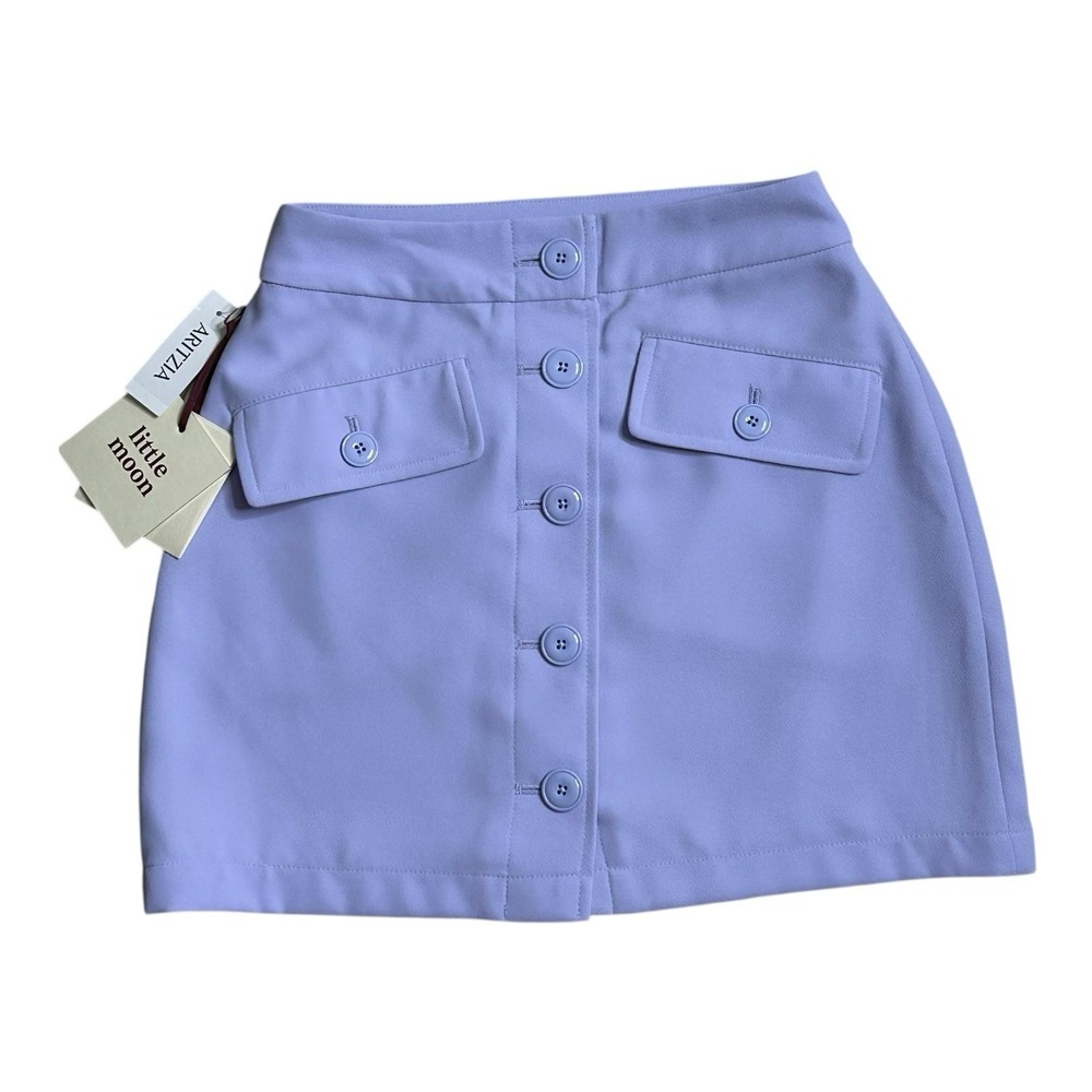 Aritzia Little Moon Front Button Mini Lined Lilac Mini‎ Skirt Size 0